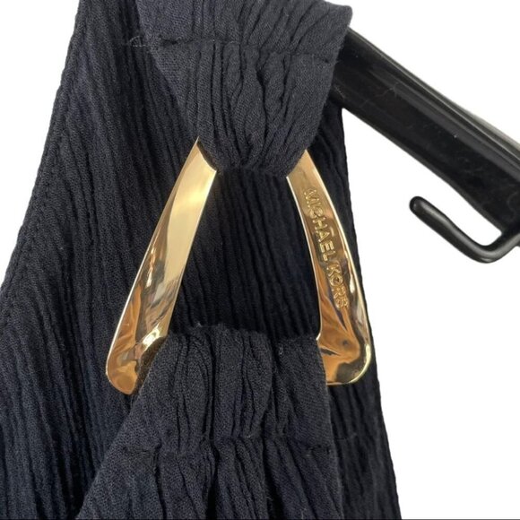 ** Michael Kors Black Cotton One Shoulder Layer Dress Size S - Picture 7 of 9